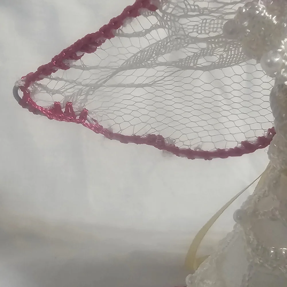 White and Pink Lace Angel Figurine